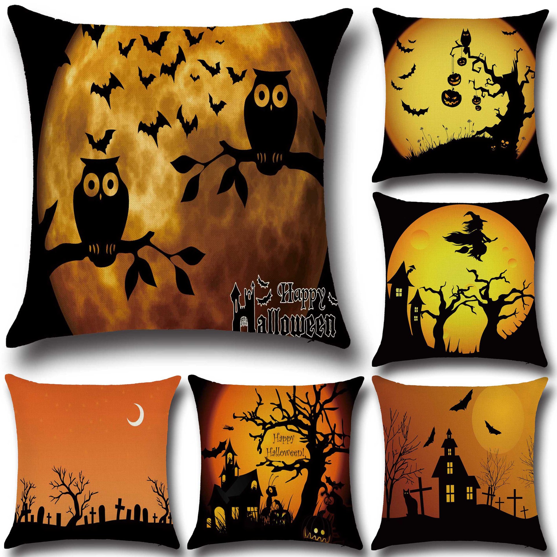 HalloweenBatOwlPatternPillowcaseCottonLinenThrowPillowCushionCoverSeatHomeDecoration-1202178-1