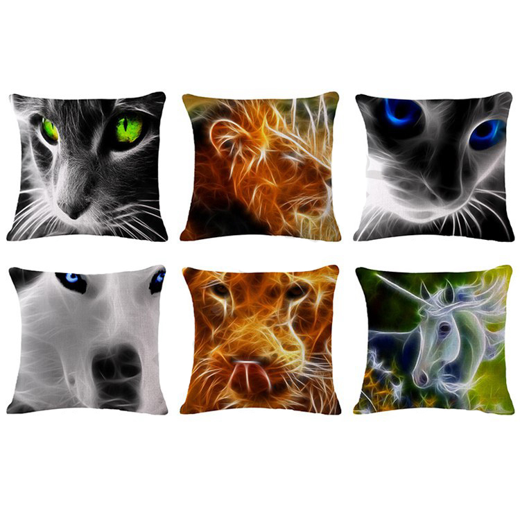 Honana45x45cmHomeDecoration3DAnimalFluorescence6OptionalPatternsCottonLinenPillowCase-1290900-1