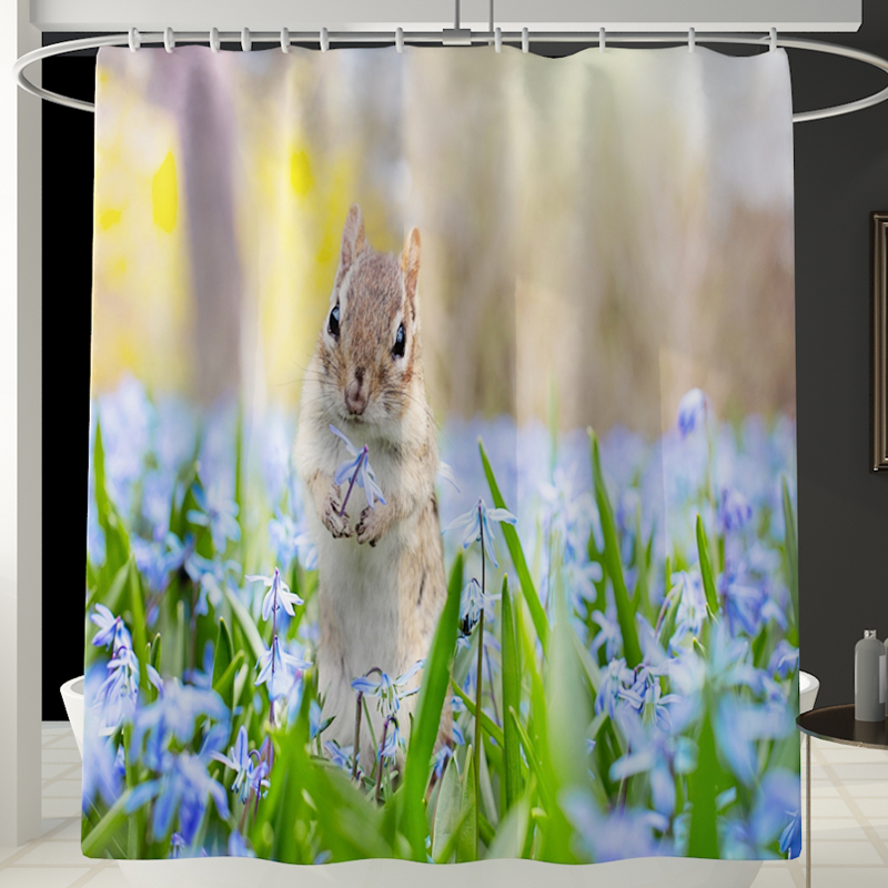 Honana4PCSBathroomWaterproofShowerCurtainAnimalRabbitPatternToiletSeatCoverPedestalRugBathMatBathroo-1625907-2