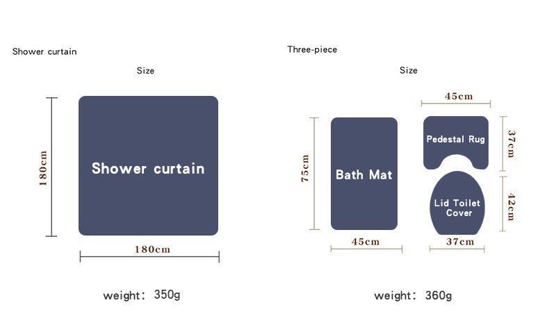 Honana4PCSBathroomWaterproofShowerCurtainAnimalRabbitPatternToiletSeatCoverPedestalRugBathMatBathroo-1625907-8