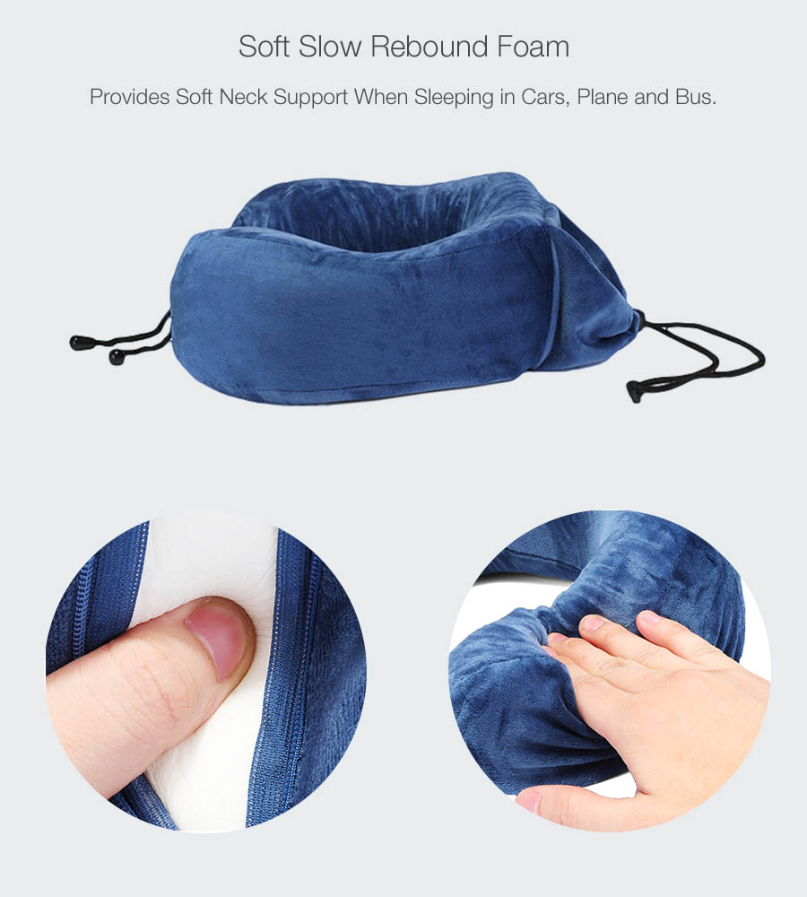 HonanaBX28x28x13cmBlueSlowReboundMemoryCottonNeckPillowUTypePillowStoragePillow-1306535-3