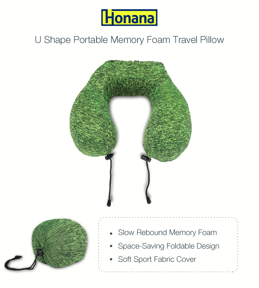 HonanaBXGreenSlowReboundMemoryCottonNeckPillow-1302811-1