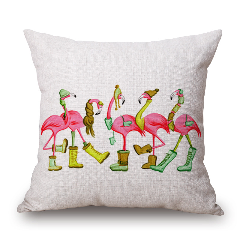 HonanaWX-D245x45cmVintageFlamingosCottonLinenThrowPillowCaseChristmasWaistCushionCover-1161356-4