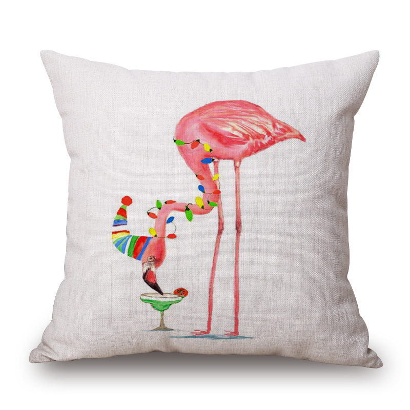 HonanaWX-D245x45cmVintageFlamingosCottonLinenThrowPillowCaseChristmasWaistCushionCover-1161356-6