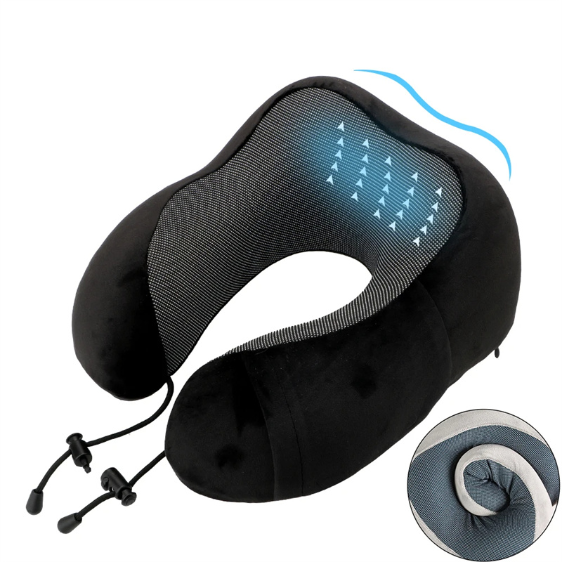 MemoryFoamTravelPillowU-ShapedLightweightNeckSupportwithUniqueCircularDesignIdealforLongFlightsandSi-2012854-2