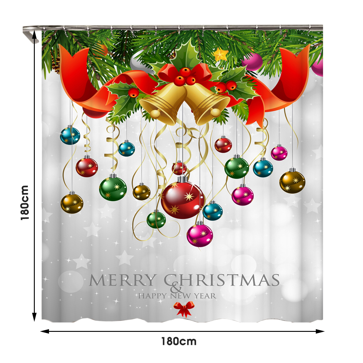 MerryChristmasBellWaterproofBathroomShowerCurtainBathMatsToiletCover-1573196-6