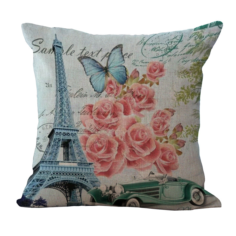 ParisEiffelTowerPrintedPillowCaseLinenSofaSoftCushionCover-1280235-2