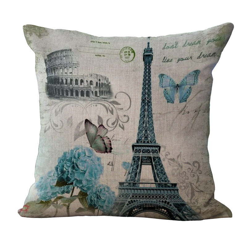 ParisEiffelTowerPrintedPillowCaseLinenSofaSoftCushionCover-1280235-5