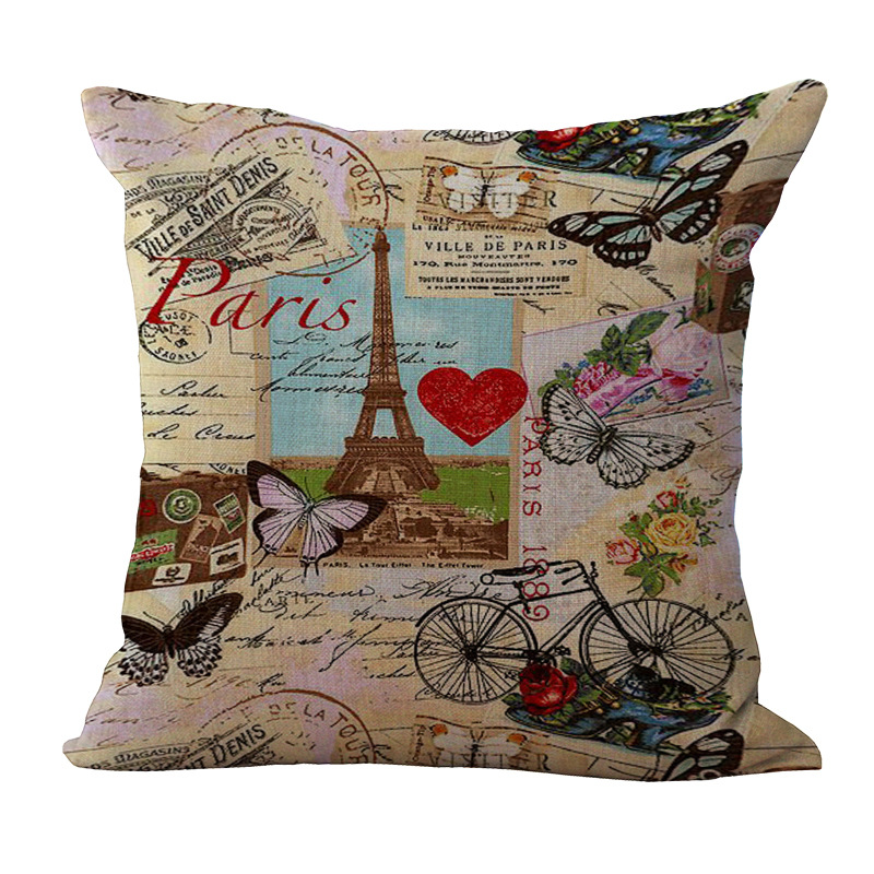 ParisEiffelTowerPrintedPillowCaseLinenSofaSoftCushionCover-1280235-6