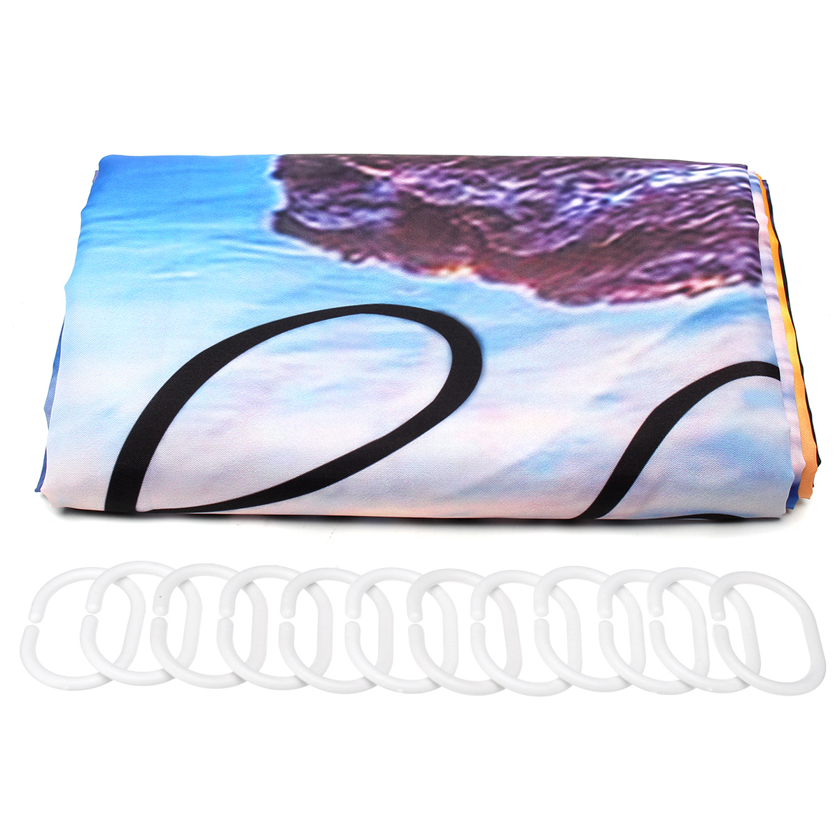 SandyBeachWaterproofBathroomShowerCurtainToiletCoverMatNon-SlipRugSet-1404285-11