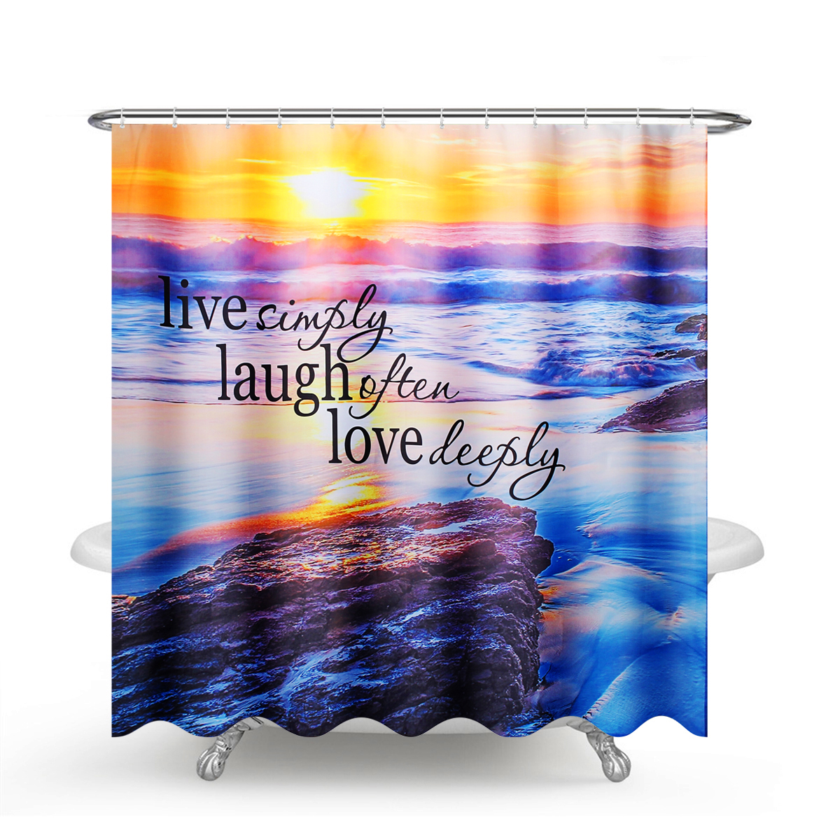 SandyBeachWaterproofBathroomShowerCurtainToiletCoverMatNon-SlipRugSet-1404285-8