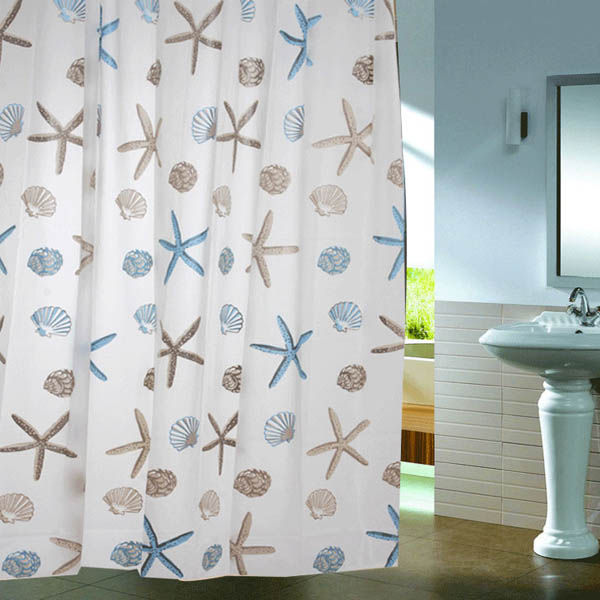 ShellStarfishWaterproofShowerCurtainBathroomDecor-969696-1