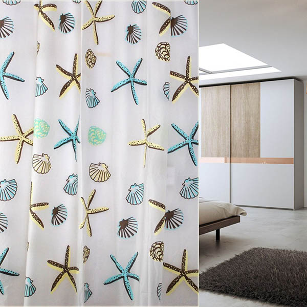 ShellStarfishWaterproofShowerCurtainBathroomDecor-969696-2