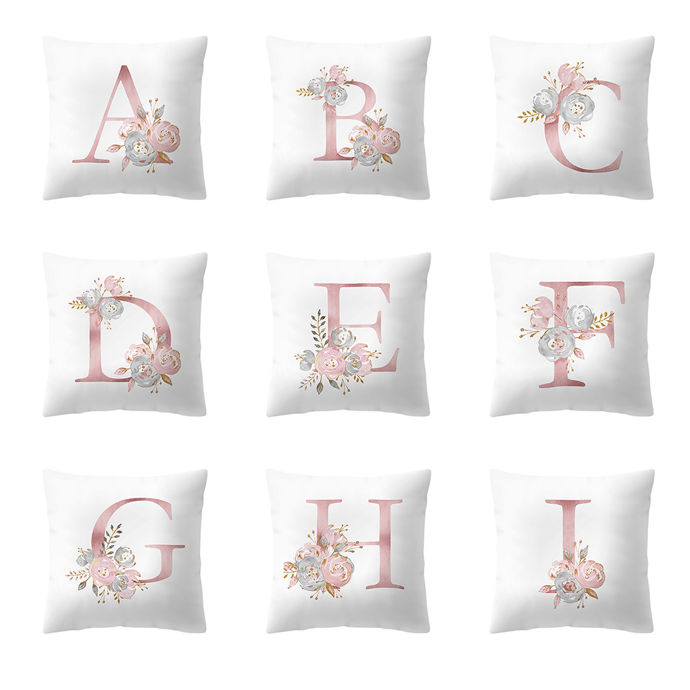 SimpleNordicStylePinkAlphabetABCPatternThrowPillowCoverHomeSofaCreativeArtPillowCase-1513764-1