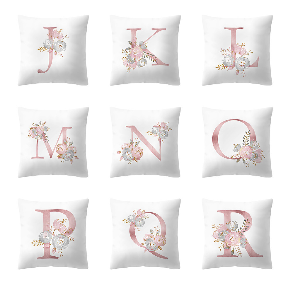SimpleNordicStylePinkAlphabetABCPatternThrowPillowCoverHomeSofaCreativeArtPillowCase-1513764-2