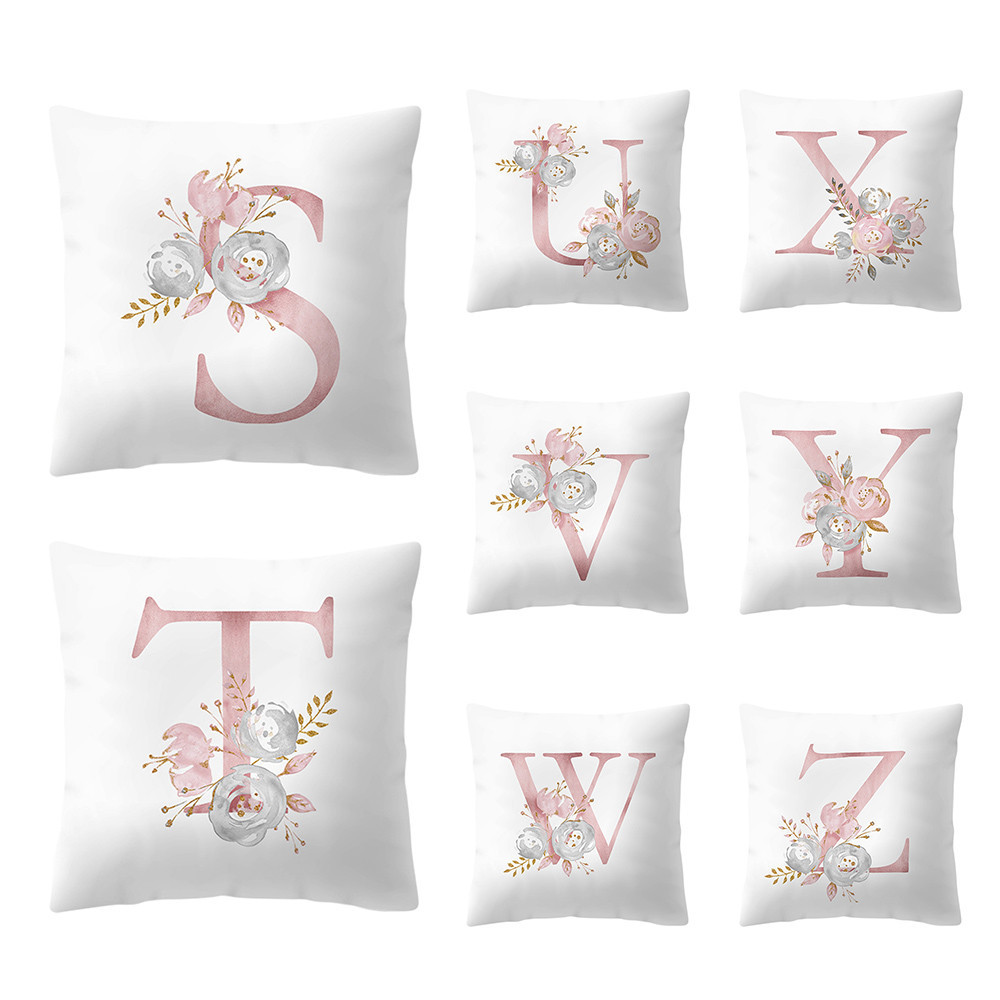 SimpleNordicStylePinkAlphabetABCPatternThrowPillowCoverHomeSofaCreativeArtPillowCase-1513764-3