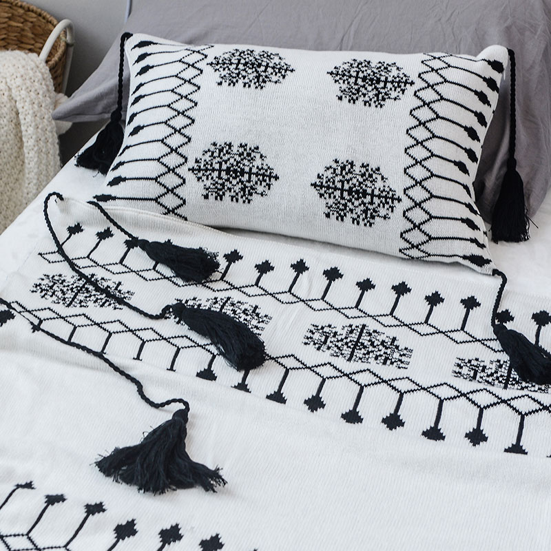 SoftBlanketTasselSnowflakeGeometryCottonKnittedBlanketForBedsSofa-1728443-1