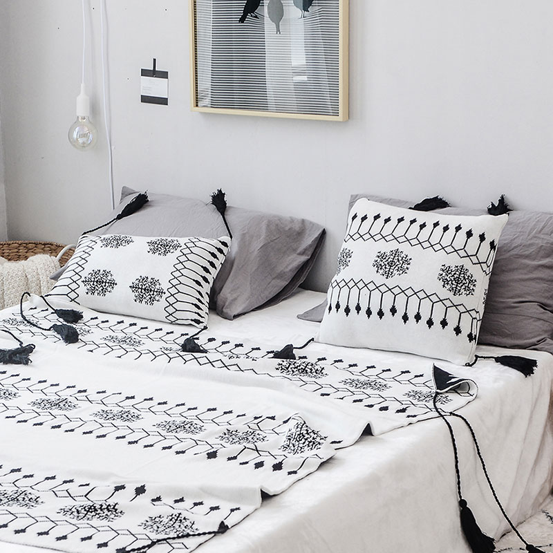 SoftBlanketTasselSnowflakeGeometryCottonKnittedBlanketForBedsSofa-1728443-7
