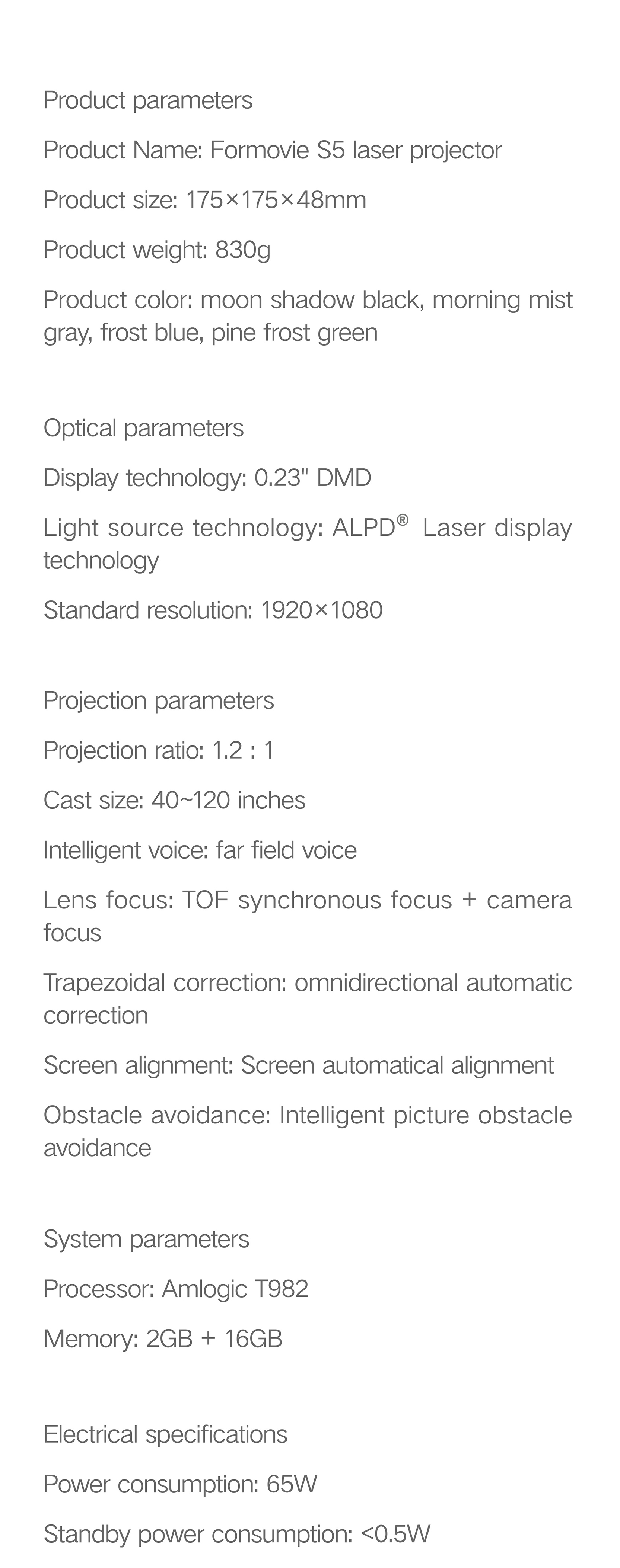 FENGMIS5MiniLaserProjectorALPD4KSupported1100ANSILumensHDR10AutomaticCorrectionMEMC216GBFormovieSmal-1980166-13