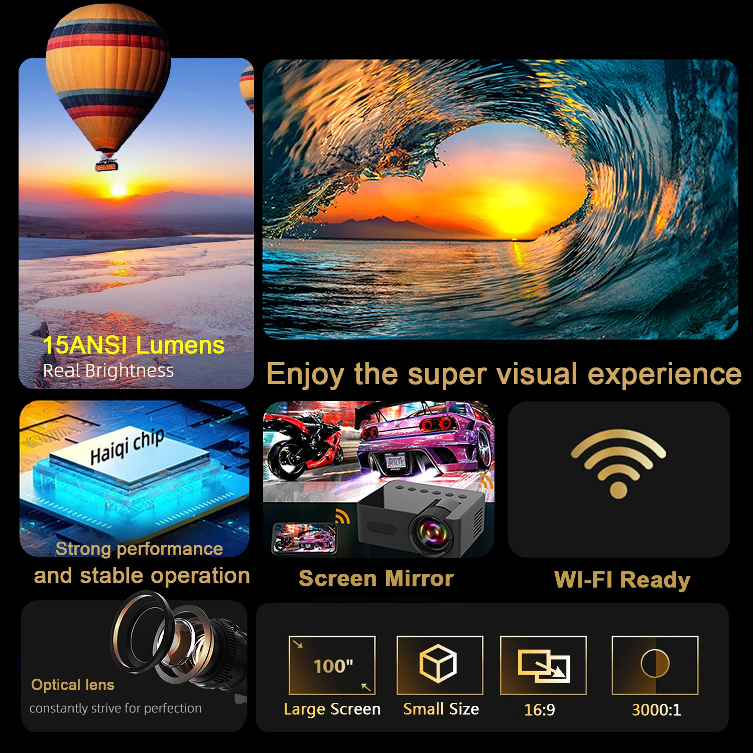 YT100MiniWifiSmartPortableOutdoorProjectorFullHD1080POfficeHomeTheaterMovieWirelessSameScreenProject-2003672-2