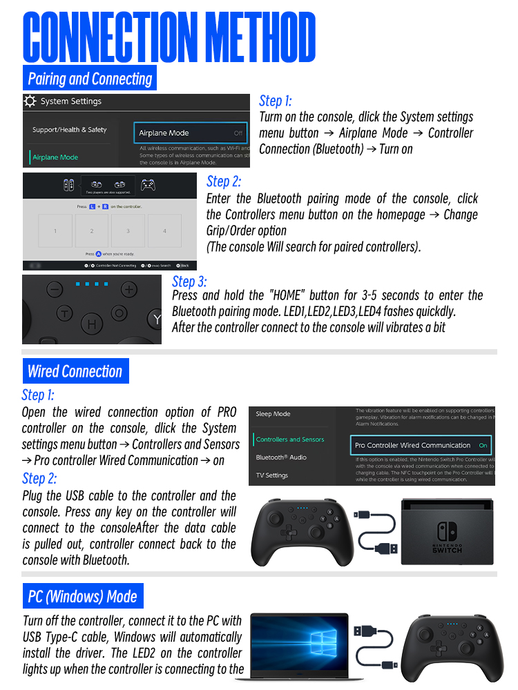 DATAFROGBluetoothWirelessGameControllerforNintendoSwitchProLiteOLEDNFC6-AxisSomatosensoryVibrationTu-1988534-10