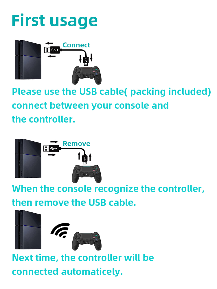 DATAFROGUSBWiredGameControllerforPS4ProSlimGameConsoleSixaxisSomatosensoryDualVibrationGamepadforPCJ-1988639-8