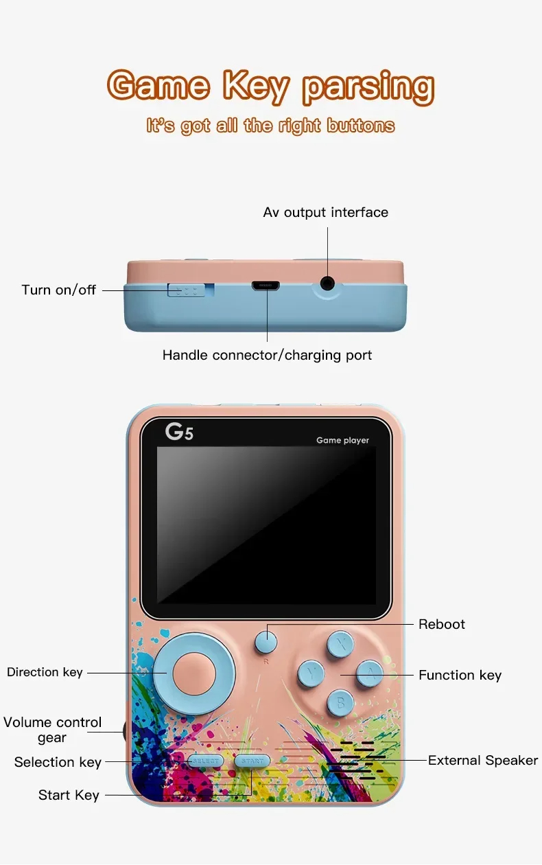 G5MiniRetroVideoGameConsoleBuilt-in500ClassicGames30InchScreenPortableHandheldGameConsoleJoypadSuppo-2010466-10