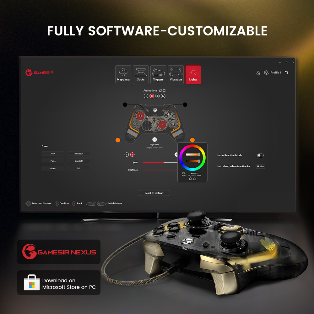 GameSirK1FluxKaleidFluxTransparentRGBGamingControllerWorkswithXboxSeriesXSXboxOneandWindows1011Wired-2015015-10