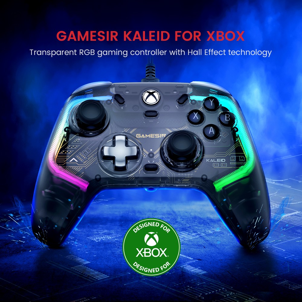 GameSirK1KaleidTransparentRGBGamingControllerWorkswithXboxSeriesXSXboxOneandWindows1011WiredGamepadH-2015014-1