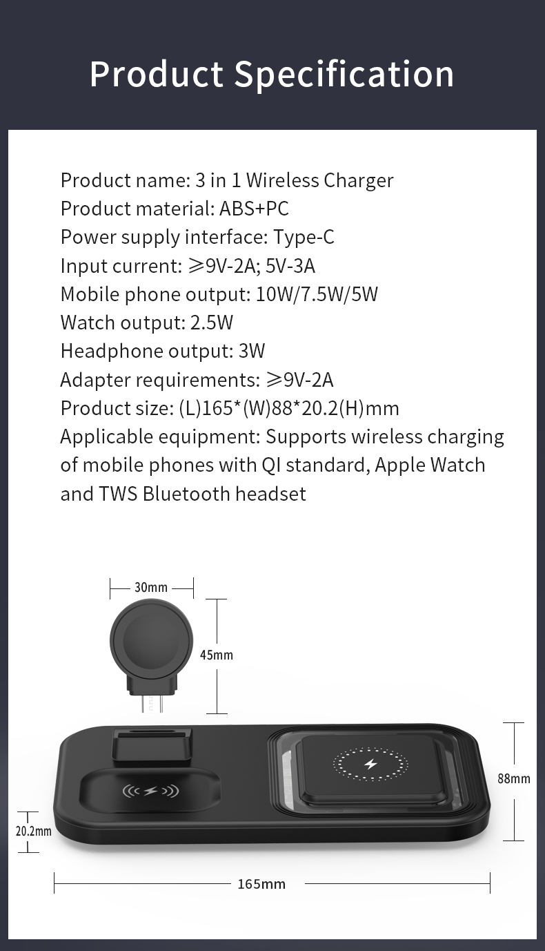 Bakeey3in115WWirelessChargerDesktopStandHolderFastChargingFoldableBedsideUniversalWirelessChargerfor-1981862-13