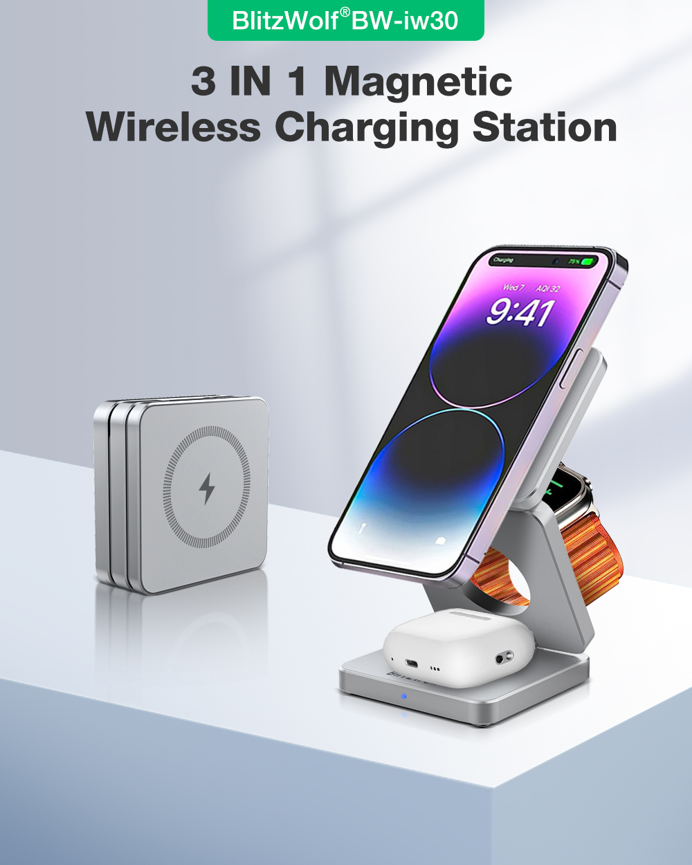 BlitzWolfiw303-in-1FoldableMagnetic15WWirelessChargerFastChargingSationforiPhone15141312ProMaxPlusfo-2015462-1