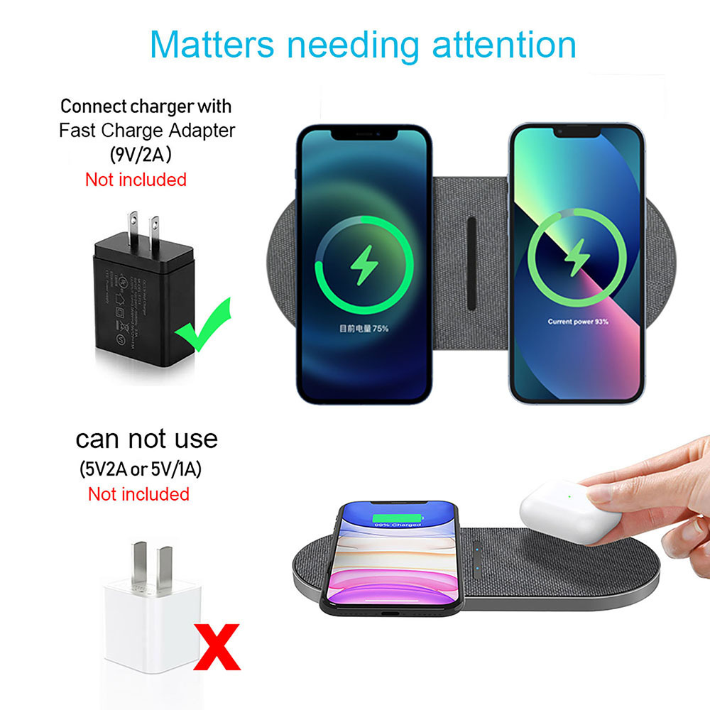 FDGAO20W15W10W75W5WWirelessChargerFastWirelessChargingPadforQi-enabledSmartPhonesforiPhone12131414Pr-1996996-10