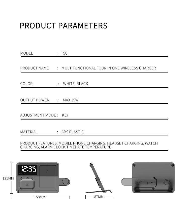 T5015WWirelessChargerFastWirelessChargingStationwithTimingClockforSmartPhonesforiPhone151413forHuawe-2005972-13