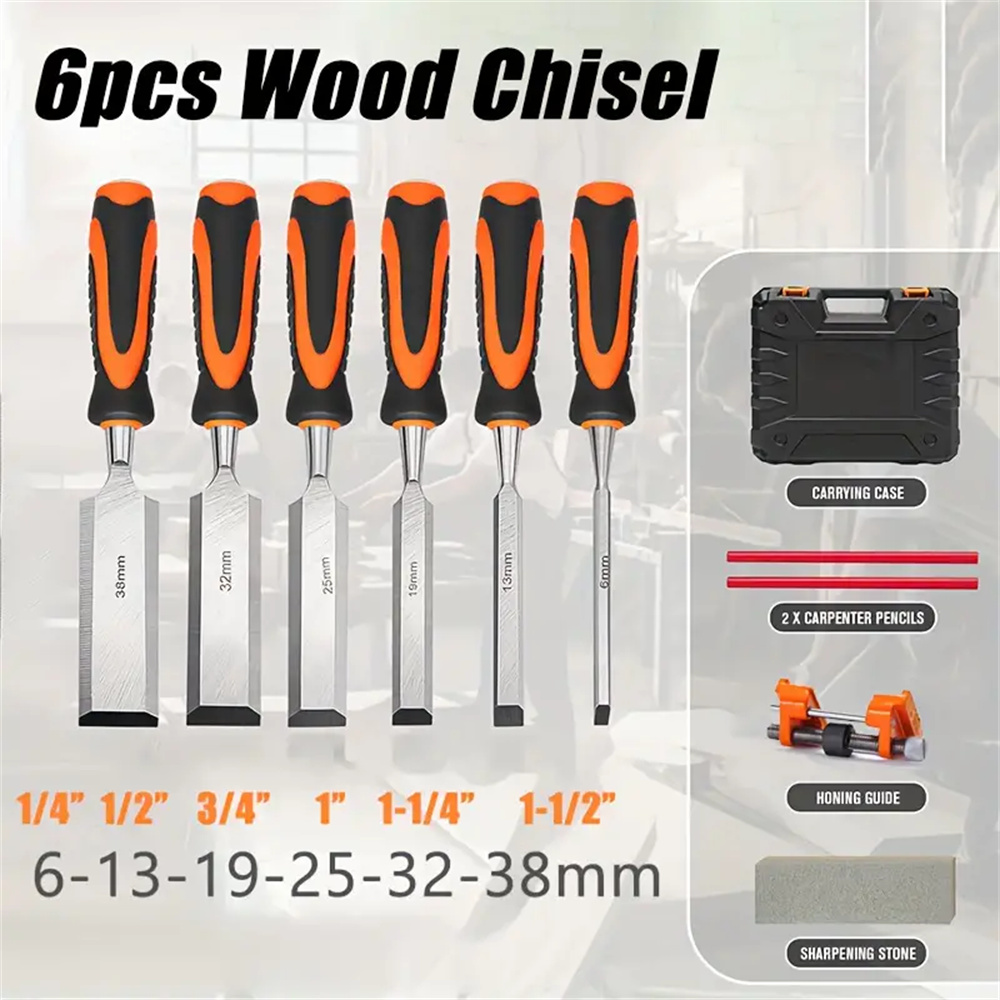 10PCSWoodCarvingChiselSetwith6pcsPremiumWoodChiselwithHoningGuideHeat-Treated60Cr-VSharpeningStoneCa-2010502-3