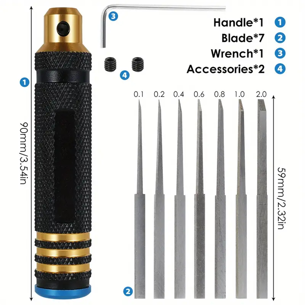 11PCSModelChiselSharpWearResistantModelingScriberErgonomicSuperSlimHobbyCuttingToolBladesForCarvingE-2015329-3