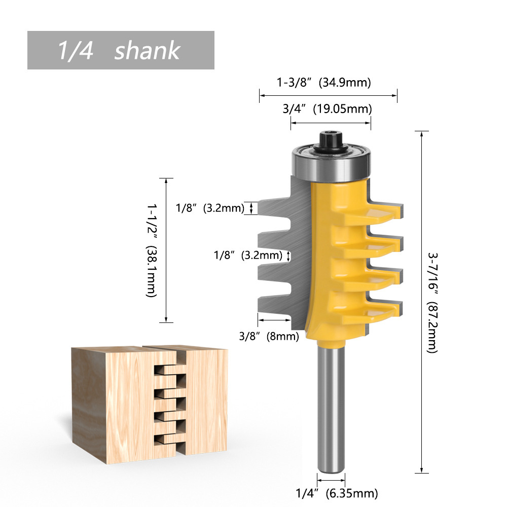 1pc635mm127mm12inch14InchShankRailReversibleFingerJointGlueRouterBitConeTenonWoodworkCutterPowerTool-2000763-2