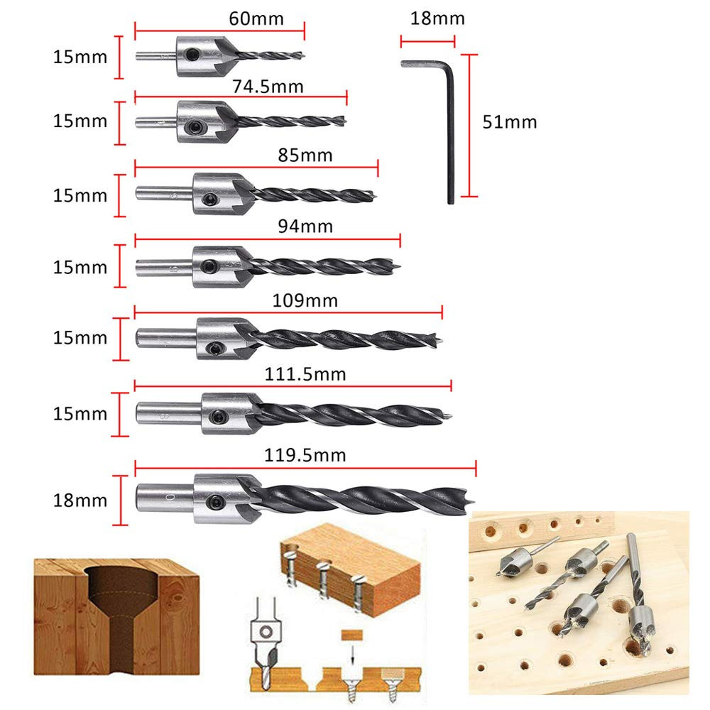 23pcsCountersinkDrillBitSetHeavyDutyChamferDrillBitMultipleSizeStepDrillBitWearResistantPunchingDril-2008973-3