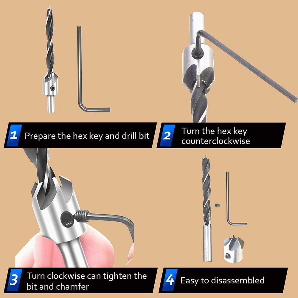 23pcsCountersinkDrillBitSetHeavyDutyChamferDrillBitMultipleSizeStepDrillBitWearResistantPunchingDril-2008973-7