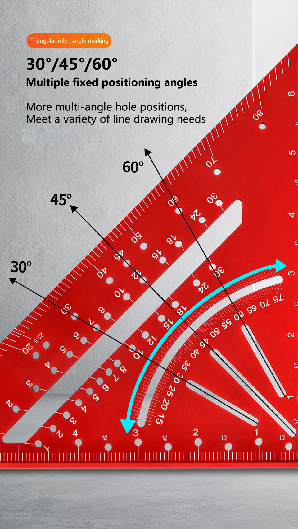 2in1AluminumAlloyTriangleRulerMultifunctionalToolforPreciseLineDrawingwithFrequentlyusedFixedPositio-2015345-5