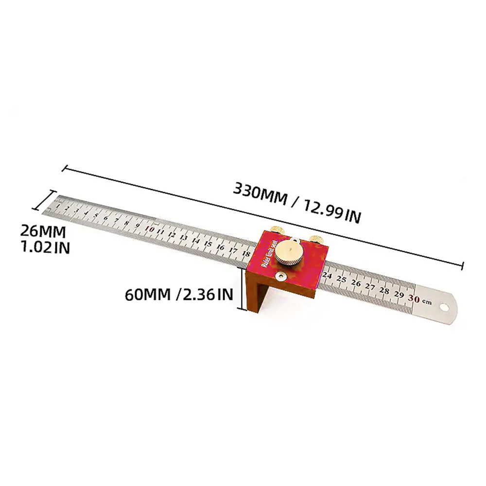 30cmScribingRulerwith90DegreesScaleHighPrecisionMeasuringandMarkingGaugeWoodworkingEssentialToolsStu-2003120-3