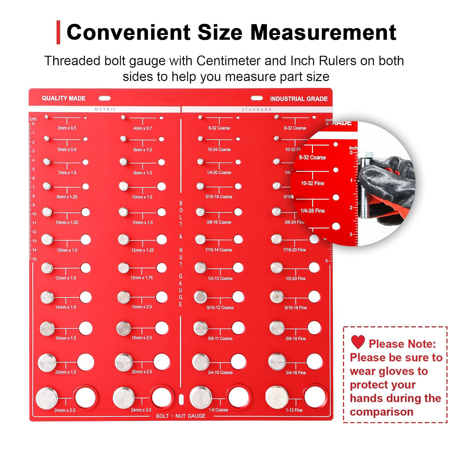 44NutandBoltThreadCheckerBoltSizeandThreadGaugeIdentifierStandardRulerwithInchesandCentimetersOnBoth-2014003-2