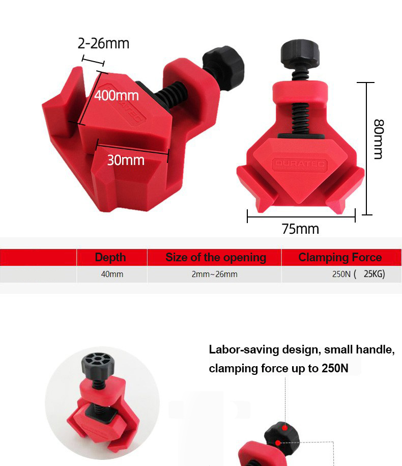 4PacksT-Shape90DegreeWoodworkingAuxiliaryClampingToolAdjustableClamp26mmDualSideHold22mmHighGripStre-2003697-2