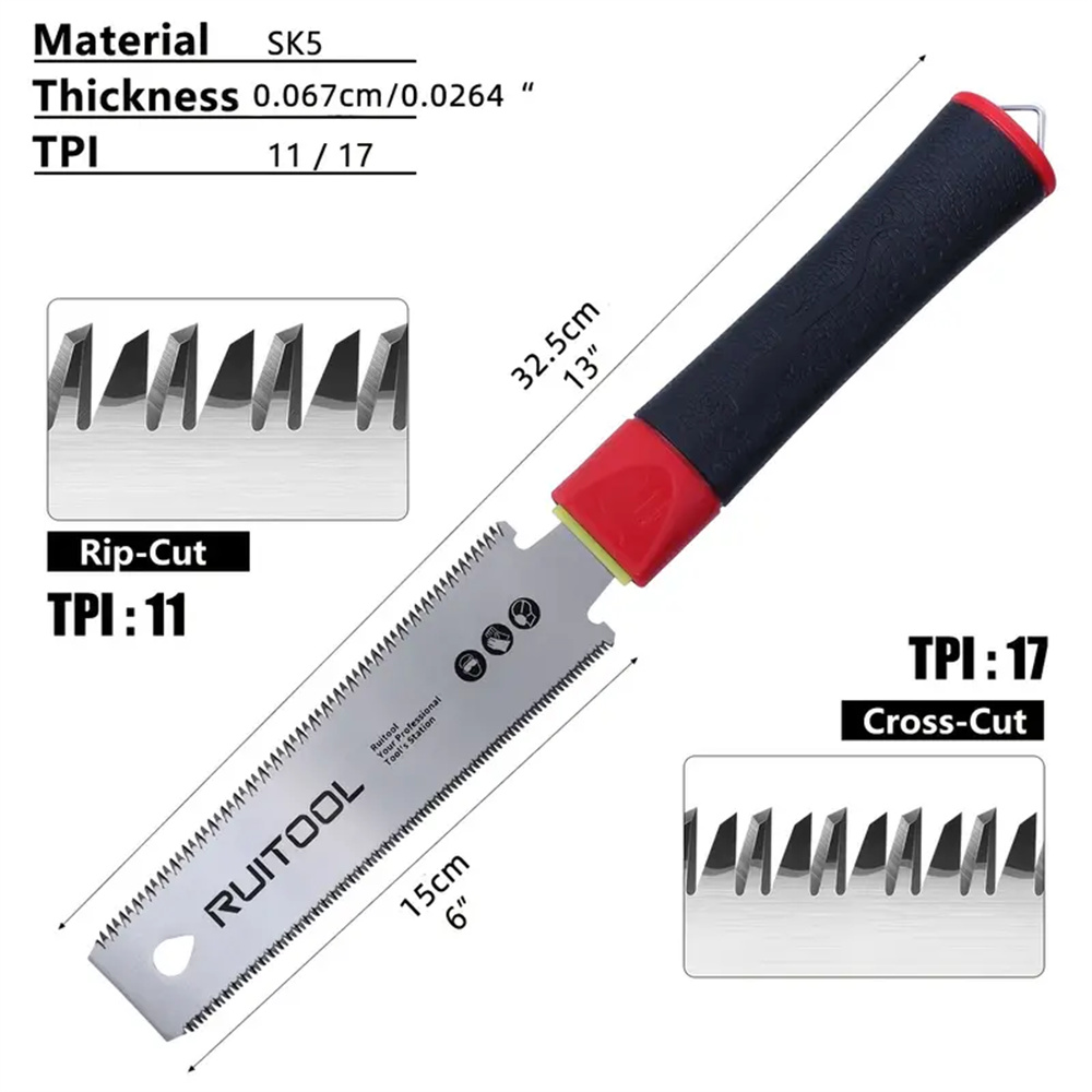 6InchSK5High-CarbonSteelHandSawDoubleEdge1714TPINon-SlipHandlePerfectforWoodworkingHighHardnessDurab-2002452-5