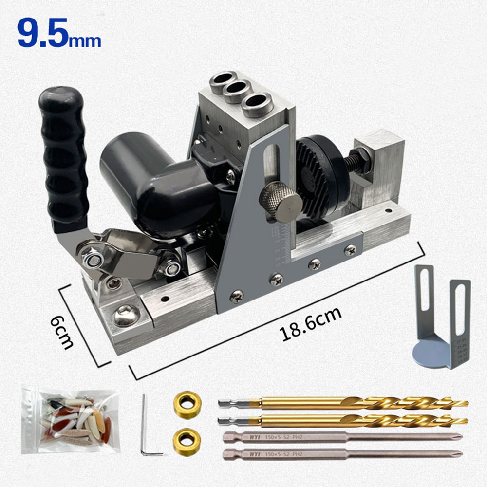 95mm38InchObliqueHoleLocatorWithDustHoseDrillBitsPocketHoleJigKitWoodworkingDrillGuideSetHolePuncher-2009078-1