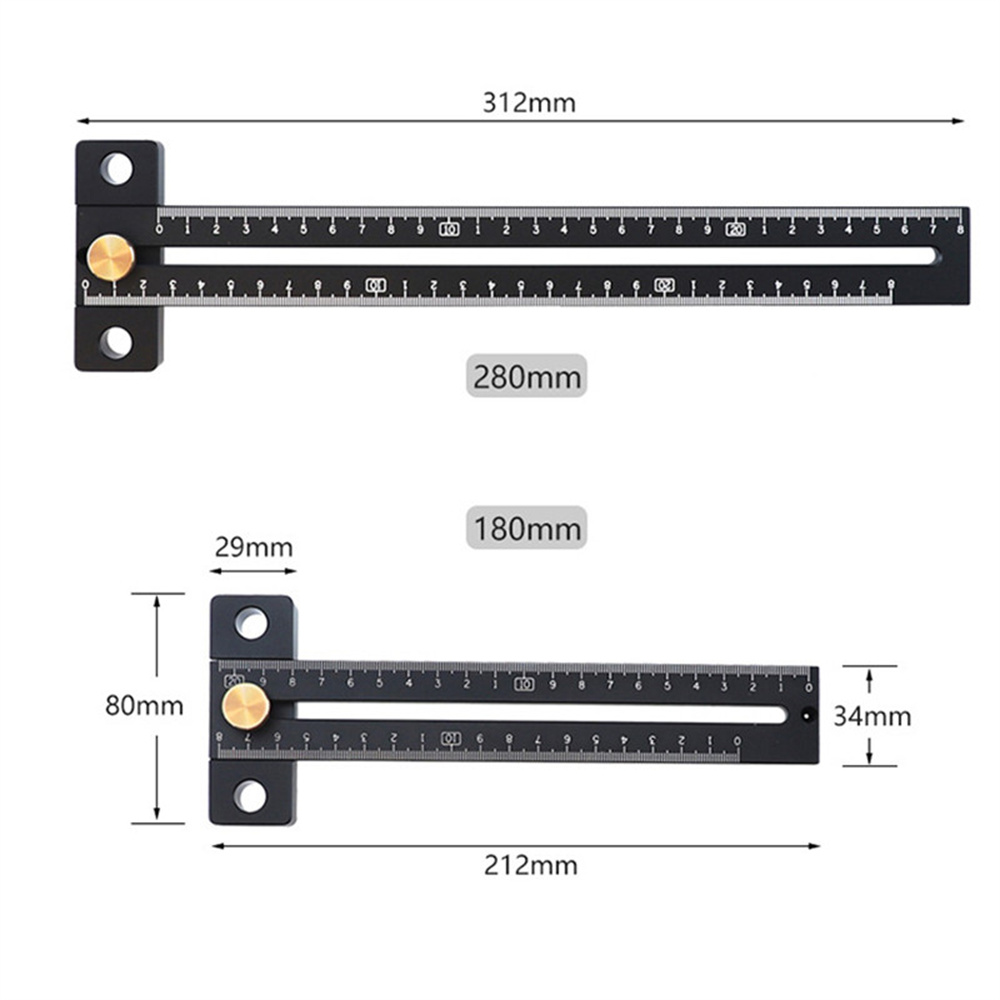 AluminumAlloy180280mmMetricLineScribeRulerPositioningMeasuringRulerWoodworkingMarkingT-Ruler-1987716-7