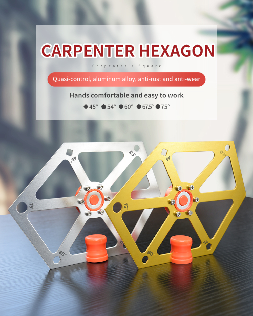 AluminumAlloyHexagonRulerforTableSawMulti-angleMeasuringToolSawAngleFinderGaugeProtractorInclinomete-1776710-1