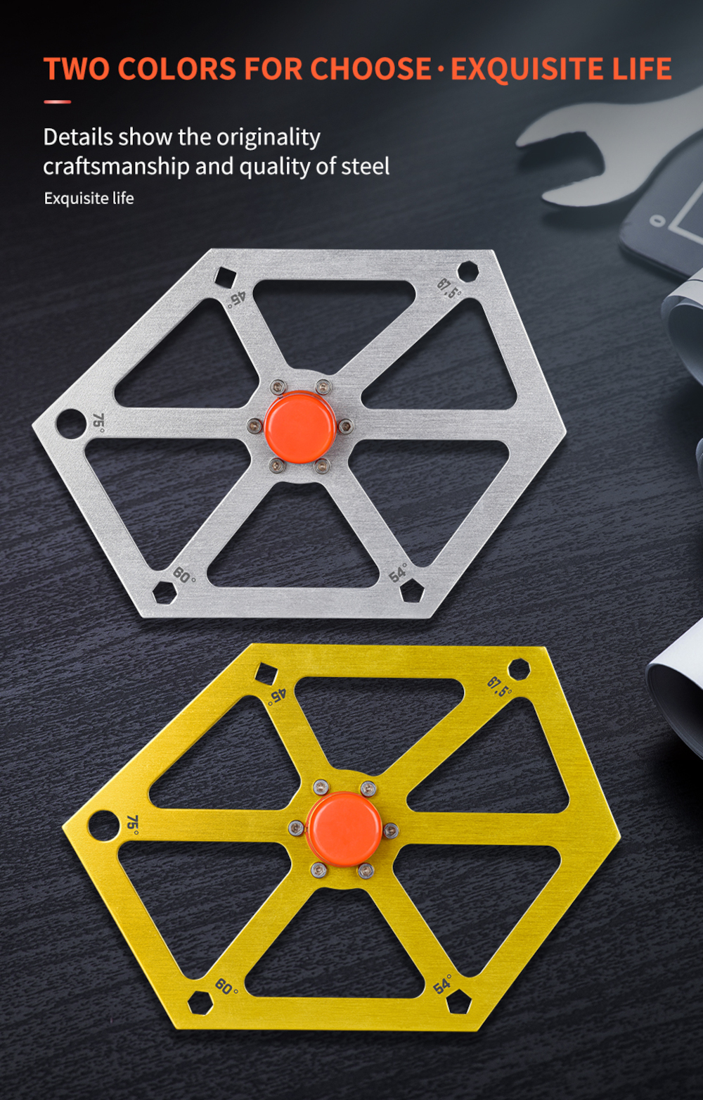 AluminumAlloyHexagonRulerforTableSawMulti-angleMeasuringToolSawAngleFinderGaugeProtractorInclinomete-1776710-3