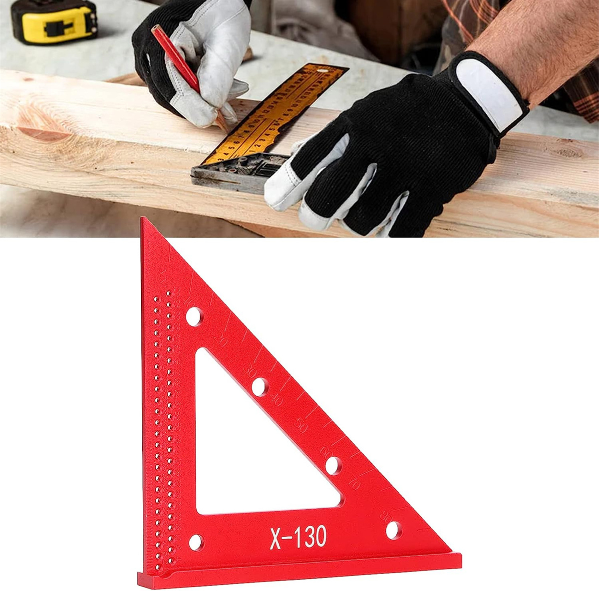 AluminumAlloyWoodworkingTriangleRuler45or90DegreesVersatileCarpenterSquare-1993559-2