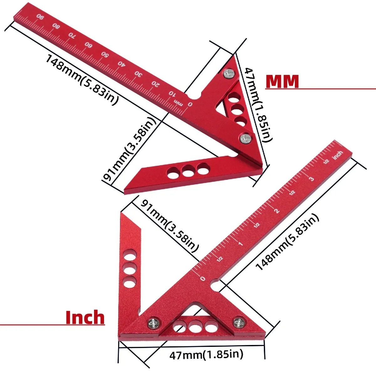 AluminumCenterFinderWoodworkingSquare4590DegreeMetricImperialRightAngleLineGaugeDurableScribeCarpent-2000636-2