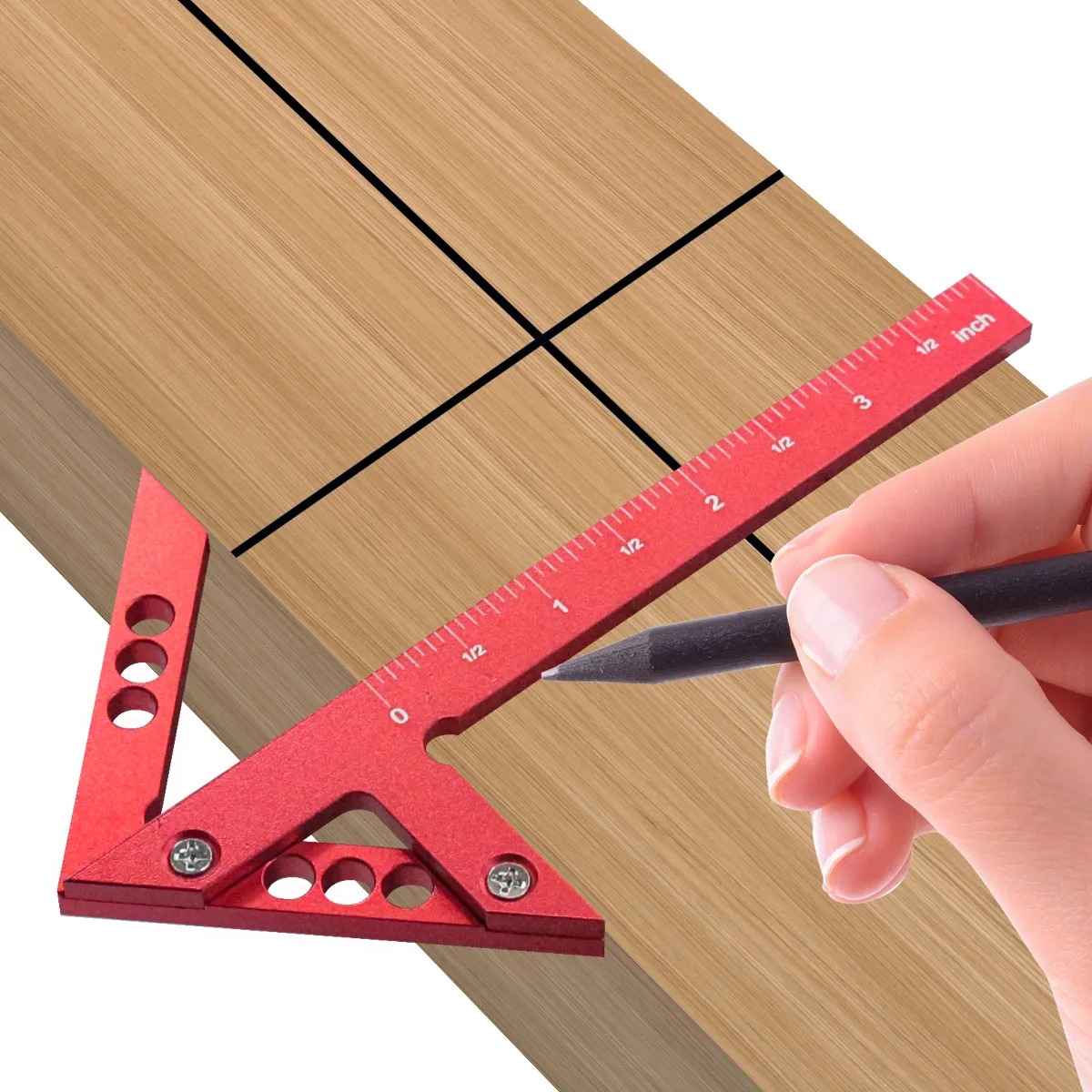 AluminumCenterFinderWoodworkingSquare4590DegreeMetricImperialRightAngleLineGaugeDurableScribeCarpent-2000636-6